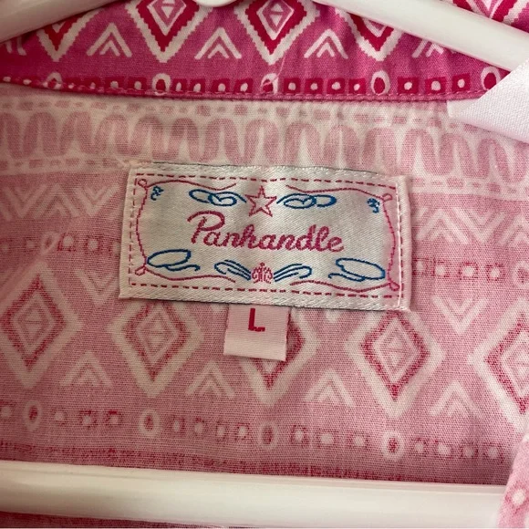 Panhandle Girls' Aztec Pink White Stripe Western shirt button down Size Large - Picture 3 of 6